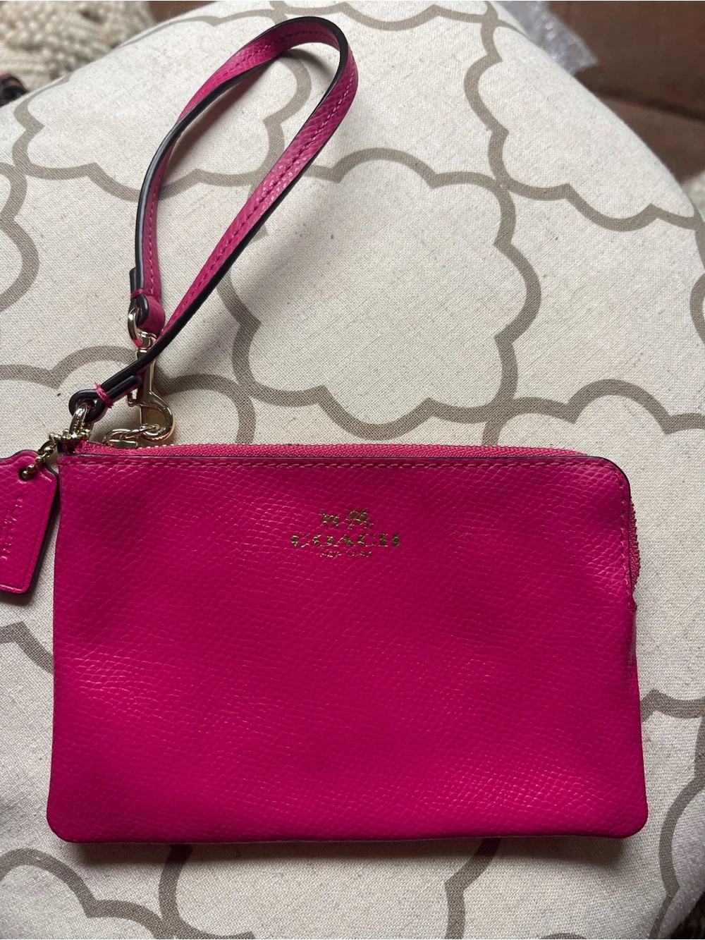 Coach Bright Fuchsia Leather Wristlet
